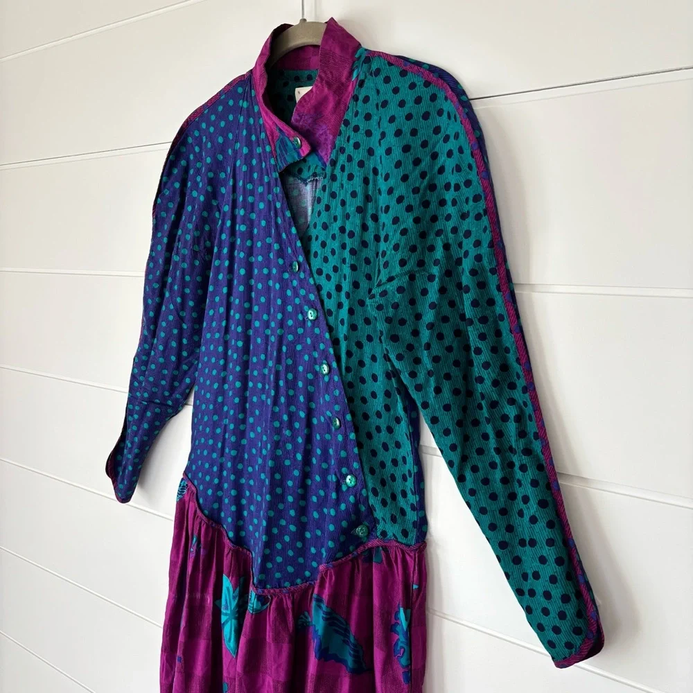 Jeanne Marc Iconic Vintage 80s Colorful Long Sleeve Dress Size 4